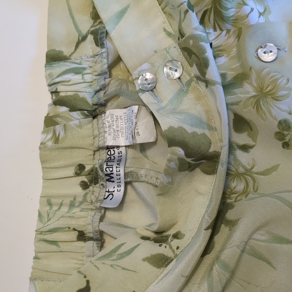 Vintage St. Marteen Gorgeous Sage Green Floral Button-Up Maxi Skirt Medium - Picture 5 of 5